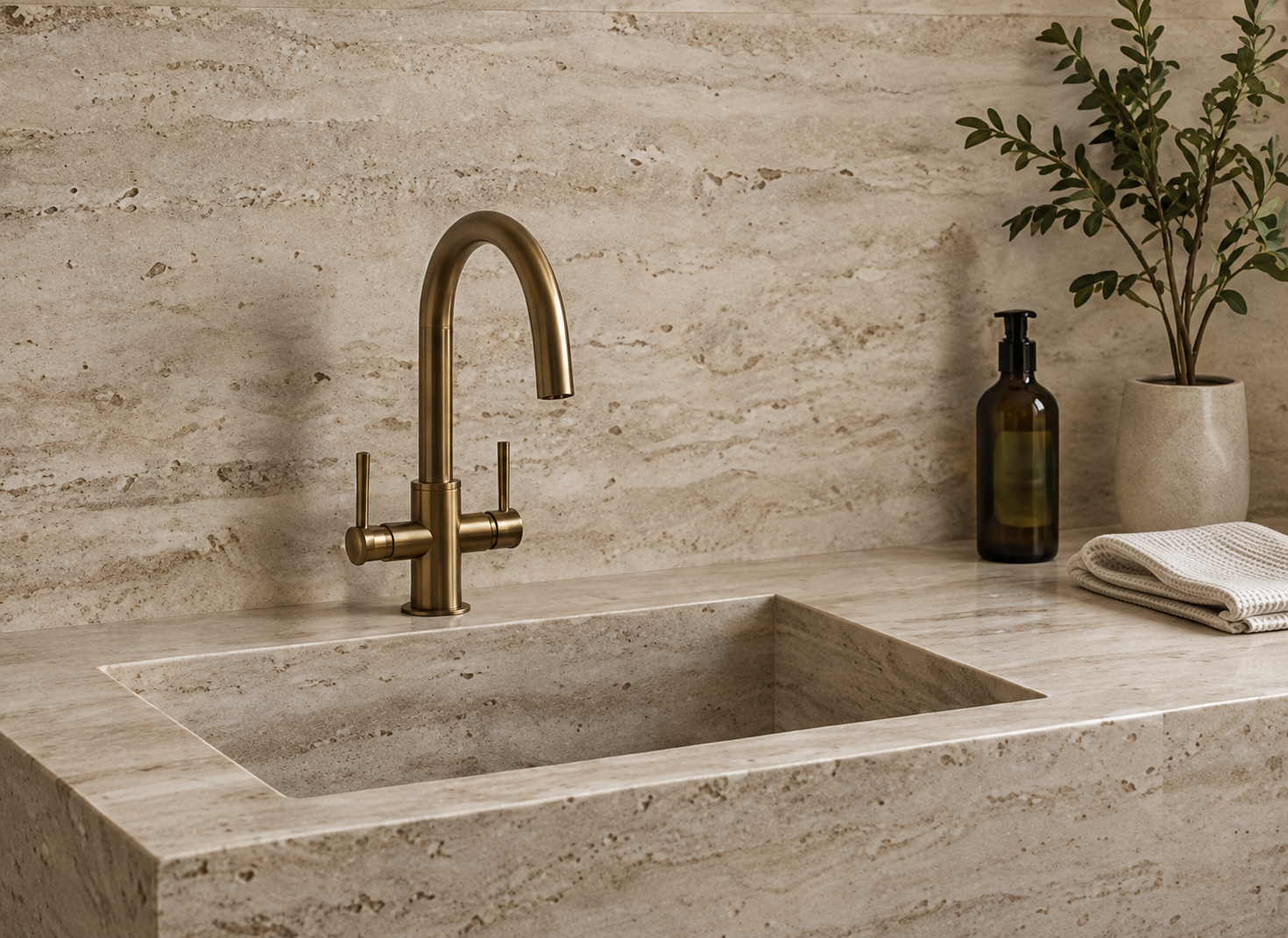 Travertine bathroom concept