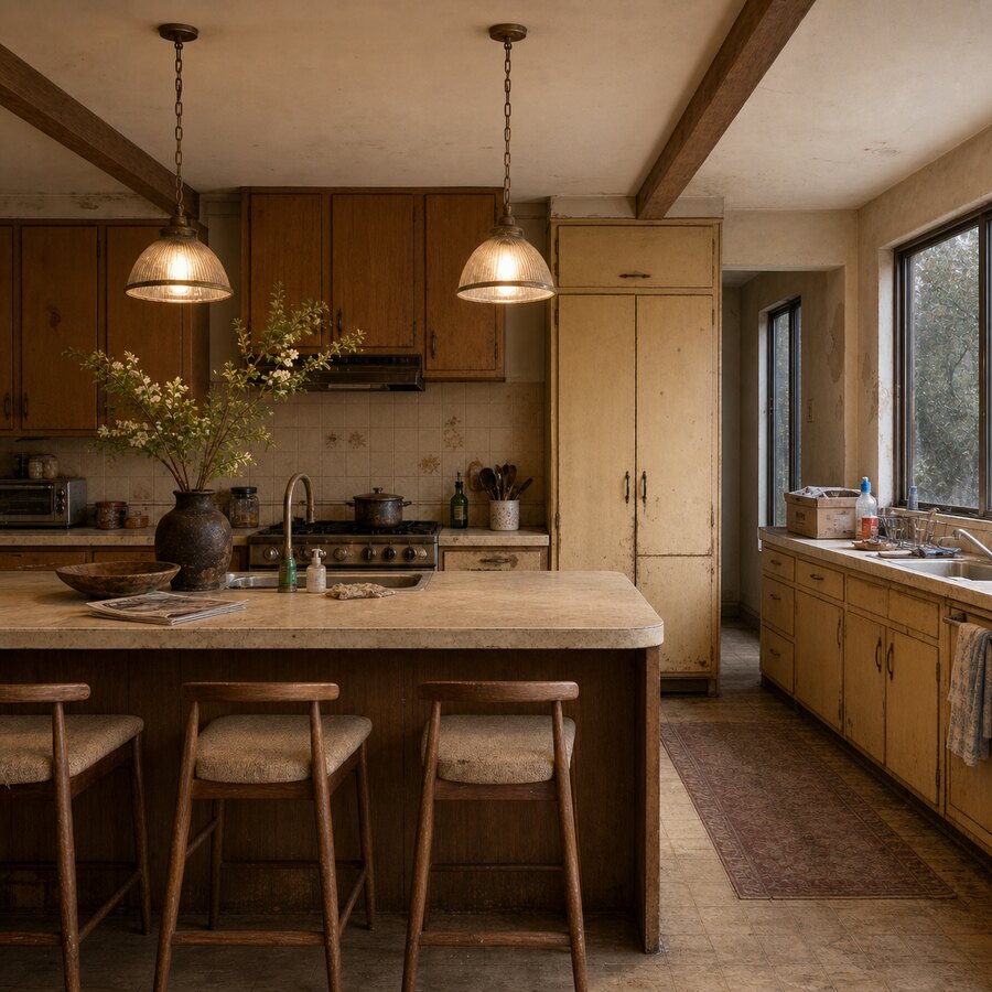 Before image of a UK kitchen ready for a virtual makeover